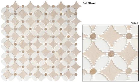 Thassos white(oval)+Emp. light(dots)+Crema marfil(base)